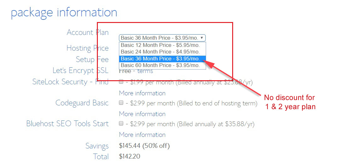 Bluehost pricing